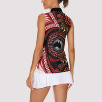 Tonga and Australia Together Women Sleeveless Polo Shirt Ngatu Art Tribal Aboriginal Tattoo Pattern