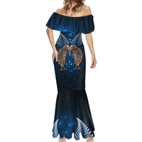 New Zealand Maori Matariki Mermaid Dress Hongi Kiwi Bird and Silver Fern LT03 - Polynesian Pride
