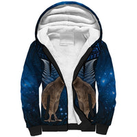 New Zealand Maori Matariki Sherpa Hoodie Hongi Kiwi Bird and Silver Fern LT03 Unisex Blue - Polynesian Pride