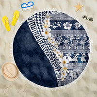 Hawaii Plumeria Tribal Vintage Beach Blanket Special Blue