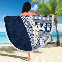Hawaii Plumeria Tribal Vintage Beach Blanket Special Blue
