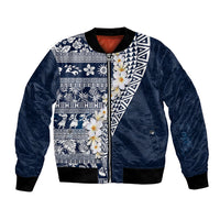 Hawaii Plumeria Tribal Vintage Bomber Jacket Special Blue