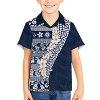 Hawaii Plumeria Tribal Vintage Kid Hawaiian Shirt Special Blue LT03 Kid Blue - Polynesian Pride