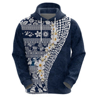 Hawaii Plumeria Tribal Vintage Zip Hoodie Special Blue