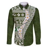 Hawaii Plumeria Tribal Vintage Family Matching Long Sleeve Bodycon Dress and Hawaiian Shirt Special Green