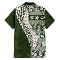 Hawaii Plumeria Tribal Vintage Family Matching Tank Maxi Dress and Hawaiian Shirt Special Green