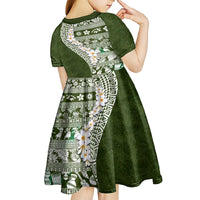 Hawaii Plumeria Tribal Vintage Kid Short Sleeve Dress Special Green