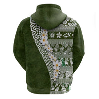 Hawaii Plumeria Tribal Vintage Zip Hoodie Special Green