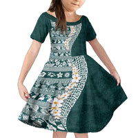 Hawaii Plumeria Tribal Vintage Family Matching Long Sleeve Bodycon Dress and Hawaiian Shirt Special Turquoise