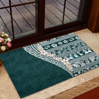 Hawaii Plumeria Tribal Vintage Rubber Doormat Special Turquoise LT03 - Polynesian Pride