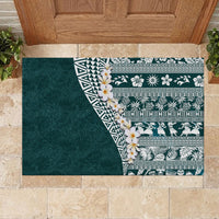 Hawaii Plumeria Tribal Vintage Rubber Doormat Special Turquoise LT03 - Polynesian Pride