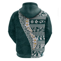 Hawaii Plumeria Tribal Vintage Zip Hoodie Special Turquoise