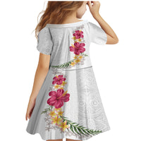 Hawaiian Plumeria and Hibiscus Family Matching Mermaid Dress and Hawaiian Shirt White Mode