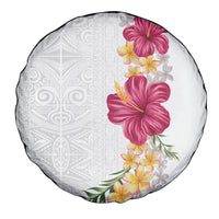 Hawaiian Plumeria and Hibiscus Spare Tire Cover White Mode