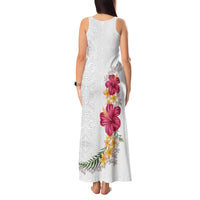 Hawaiian Plumeria and Hibiscus Tank Maxi Dress White Mode LT03 - Polynesian Pride