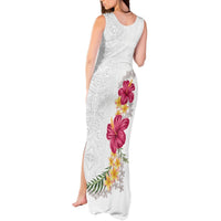 Hawaiian Plumeria and Hibiscus Tank Maxi Dress White Mode LT03 - Polynesian Pride