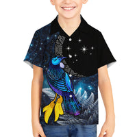 New Zealand Tui Bird Matariki Hawaiian Shirt Galaxy Fern With Maori Pattern LT03 - Polynesian Pride