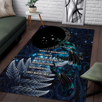 New Zealand Tui Bird Area Rug Matariki Poetry Pattern Galaxy Style LT03 Blue - Polynesian Pride