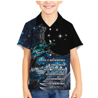 New Zealand Tui Bird Family Matching Mermaid Dress and Hawaiian Shirt Matariki Poetry Pattern Galaxy Style