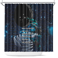 New Zealand Tui Bird Shower Curtain Matariki Poetry Pattern Galaxy Style