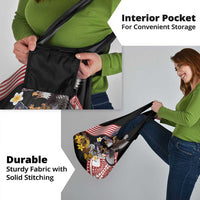 United States and American Samoa Together Grocery Bag Bald Eagle and Polynesian Traditional Culture with Plumeria