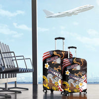 United States and American Samoa Together Luggage Cover Bald Eagle and Polynesian Traditional Culture with Plumeria