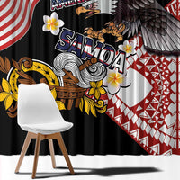 United States and American Samoa Together Window Curtain Bald Eagle and Polynesian Traditional Culture with Plumeria
