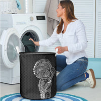 Hawaiian Traditional Tattoos Laundry Basket Kakau Tribal Tropical Plant Motif Black Color