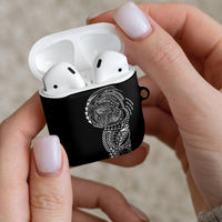 Hawaiian Traditional Tattoos AirPods Case Kakau Tribal Tropical Plant Motif Black Color