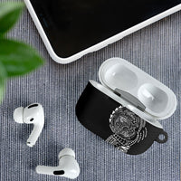 Hawaiian Traditional Tattoos AirPods Case Kakau Tribal Tropical Plant Motif Black Color