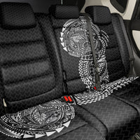 Hawaiian Traditional Tattoos Back Car Seat Cover Kakau Tribal Tropical Plant Motif Black Color