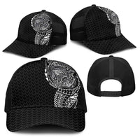 Hawaiian Traditional Tattoos Baseball Net Cap Kakau Tribal Tropical Plants Motif Black Color