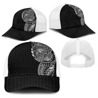 Hawaiian Traditional Tattoos Baseball Net Cap Kakau Tribal Tropical Plants Motif Black Color