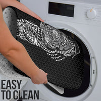 Hawaiian Traditional Tattoos Bathroom Set Kakau Tribal Tropical Plant Motif Black Color
