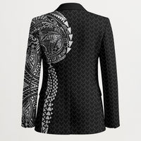 Hawaiian Traditional Tattoos Blazer Kakau Tribal Tropical Plant Motif Black Color