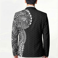 Hawaiian Traditional Tattoos Blazer Kakau Tribal Tropical Plant Motif Black Color