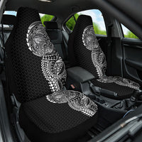 Hawaiian Traditional Tattoos Car Seat Cover Kakau Tribal Tropical Plant Motif Black Color