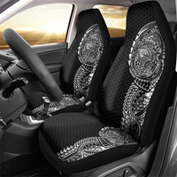 Hawaiian Traditional Tattoos Car Seat Cover Kakau Tribal Tropical Plant Motif Black Color