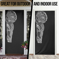 Hawaiian Traditional Tattoos Door Cover Kakau Tribal Tropical Plant Motif Black Color