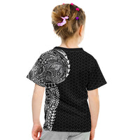 Hawaiian Traditional Tattoos Kid T Shirt Kakau Tribal Tropical Plant Motif Black Color