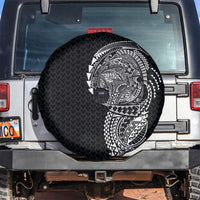 Hawaiian Traditional Tattoos Spare Tire Cover Kakau Tribal Tropical Plant Motif Black Color
