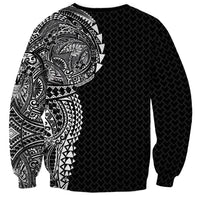 Hawaiian Traditional Tattoos Sweatshirt Kakau Tribal Tropical Plant Motif Black Color