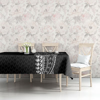 Hawaiian Traditional Tattoos Tablecloth Kakau Tribal Tropical Plant Motif Black Color