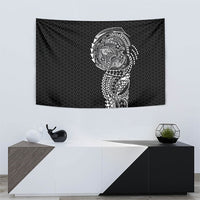 Hawaiian Traditional Tattoos Tapestry Kakau Tribal Tropical Plant Motif Black Color