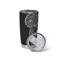 Hawaiian Traditional Tattoos Tumbler Cup Kakau Tribal Tropical Plant Motif Black Color