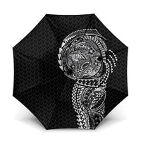 Hawaiian Traditional Tattoos Umbrella Kakau Tribal Tropical Plant Motif Black Color