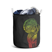 Hawaiian Traditional Tattoos Laundry Basket Kakau Tribal Tropical Plant Motif Kanaka Maoli Flag Color Inspired