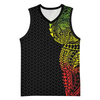 Hawaiian Traditional Tattoos Basketball Jersey Kakau Tribal Tropical Plant Motif Kanaka Maoli Flag Color Inspired