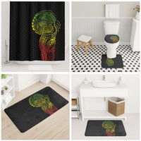 Hawaiian Traditional Tattoos Bathroom Set Kakau Tribal Tropical Plant Motif Kanaka Maoli Flag Color Inspired