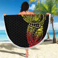 Hawaiian Traditional Tattoos Beach Blanket Kakau Tribal Tropical Plant Motif Kanaka Maoli Flag Color Inspired